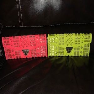 2 BRAND NEW LARGE NEON CUT OUT CLUTCH IN A NEON HOT PINK OR NEON YELLOW